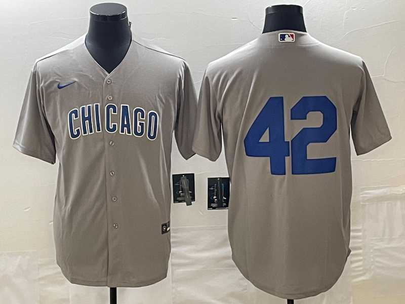 Mens Chicago Cubs #42 Bruce Sutter Gray Stitched Cool Base Nike Jersey